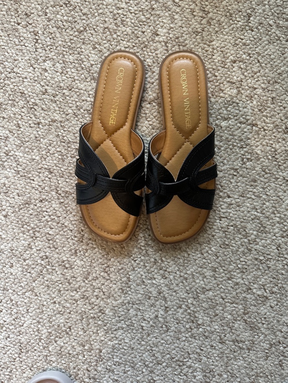 Crown Vintage Black and Tan Slide Mules